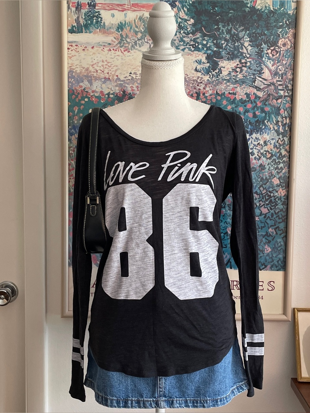 Victoria's Secret Pink Varsity Jersey Top Womens XS Striped Athletic Sporty Y2K